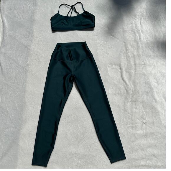 Alo Yoga Airlift Intrigue Bra M 7/8 High-Waist Airlift Legging S Midnight Green - Picture 9 of 16